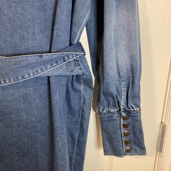 Buffalo David Bitton Antheia Denim Wrap-Around Dress Size L Long Sleeves Stretch - Picture 5 of 10